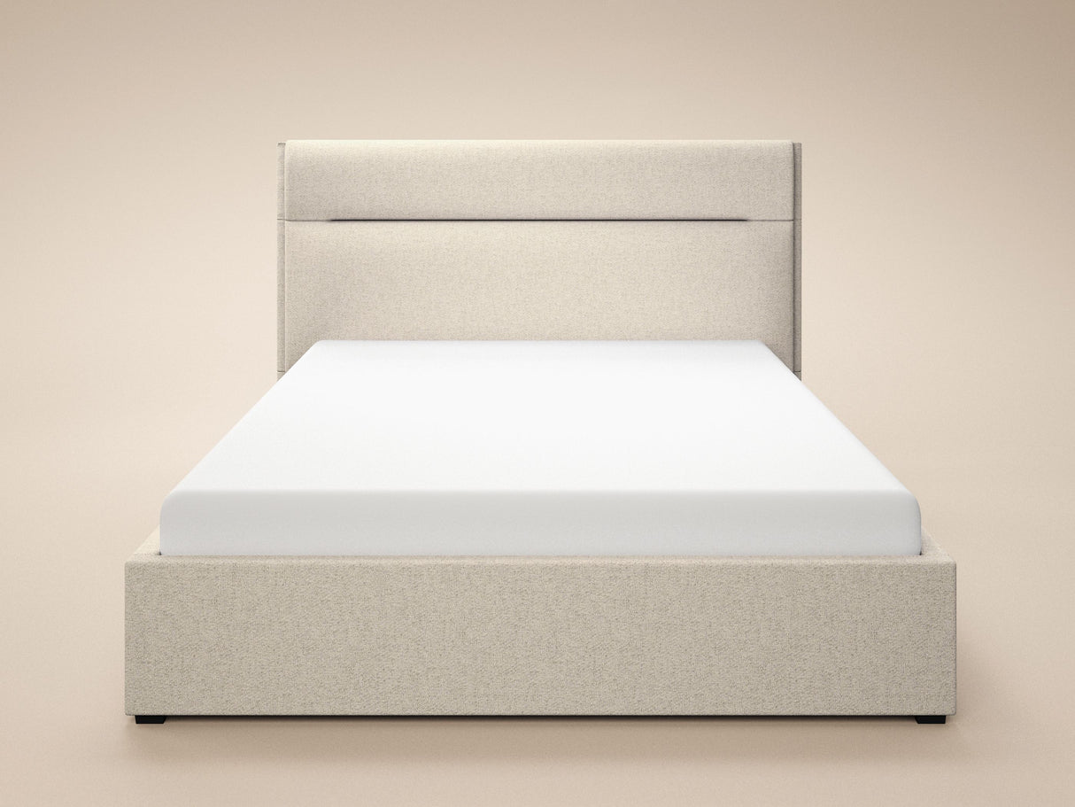 SOLACE+CO Nela Ottoman Bed Woven Fabric Cream Double