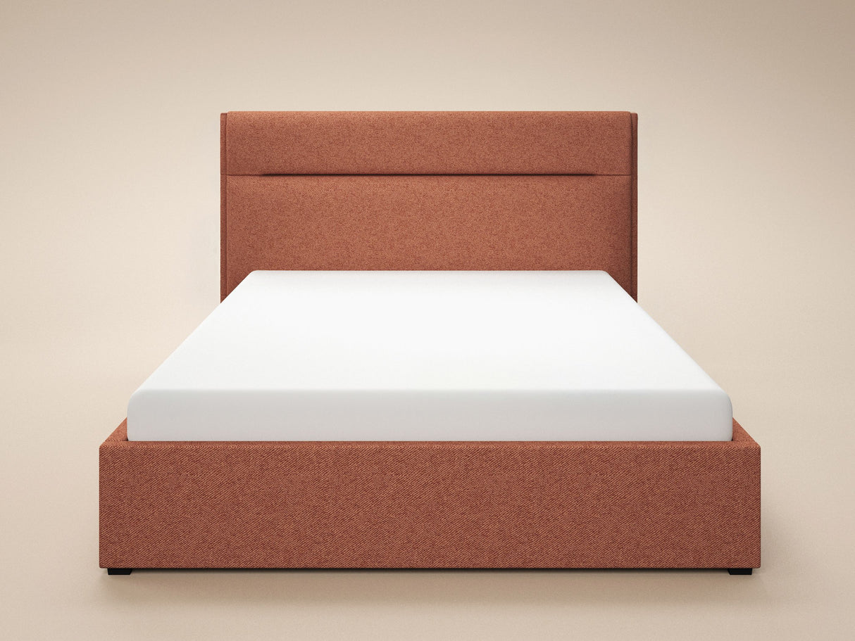 SOLACE+CO Nela Ottoman Bed Woven Fabric Burnt Orange Double