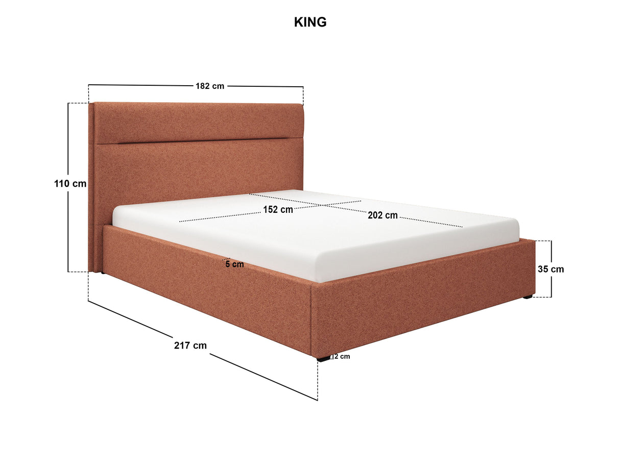 SOLACE+CO Nela Ottoman Bed Woven Fabric Burnt Orange Kingsize