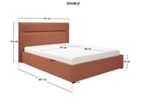 SOLACE+CO Nela Ottoman Bed Woven Fabric Burnt Orange Kingsize