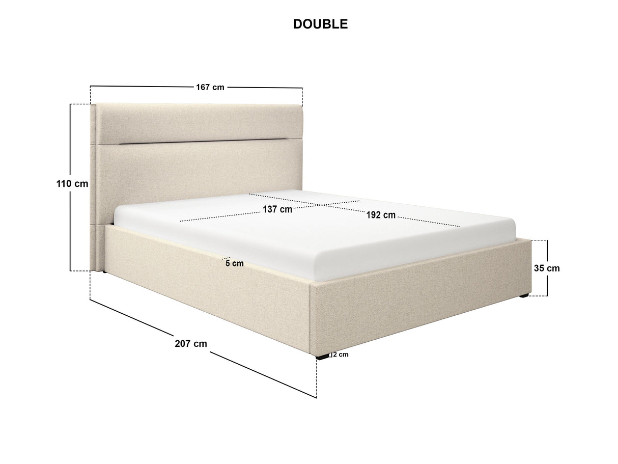SOLACE+CO Nela Ottoman Bed Woven Fabric Cream Double