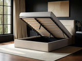 SOLACE+CO Nela Ottoman Bed Woven Fabric Cream Double