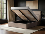 SOLACE+CO Nela Ottoman Bed Woven Fabric Beige Double