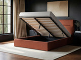 SOLACE+CO Nela Ottoman Bed Woven Fabric Burnt Orange Double