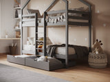 Flair Nest Wooden House Bunk Bed Grey