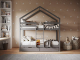 Flair Nest Wooden House Bunk Bed Grey
