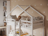Flair Nest Wooden House Bunk Bed White