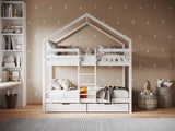Flair Nest Wooden House Bunk Bed White