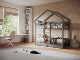 Flair Nest Wooden House Bunk Bed Grey