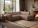 SOLACE+CO Asta 3-Seater Right Corner Sofa Brown Fabric