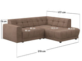 SOLACE+CO Asta 3-Seater Right Corner Sofa Brown Fabric