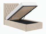 Flair Milan Single Velvet Ottoman Bed-Beige