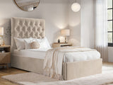 Flair Milan Single Velvet Ottoman Bed-Beige