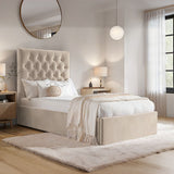 Flair Milan Single Velvet Ottoman Bed-Beige