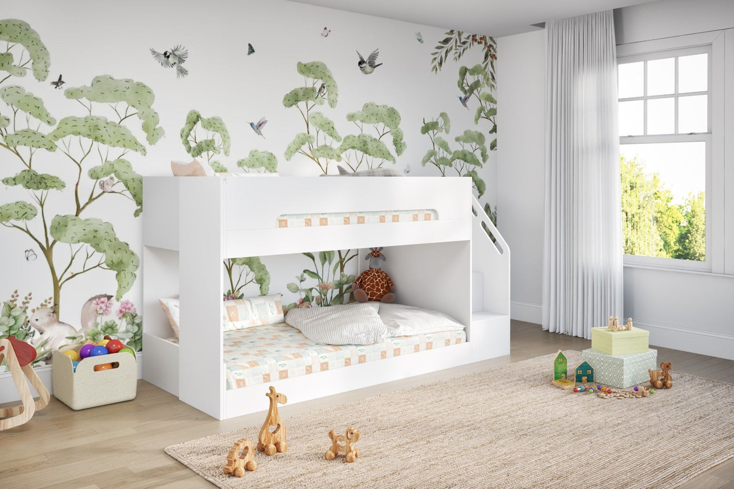 Flair Deimo Staircase Low Bunk Bed White