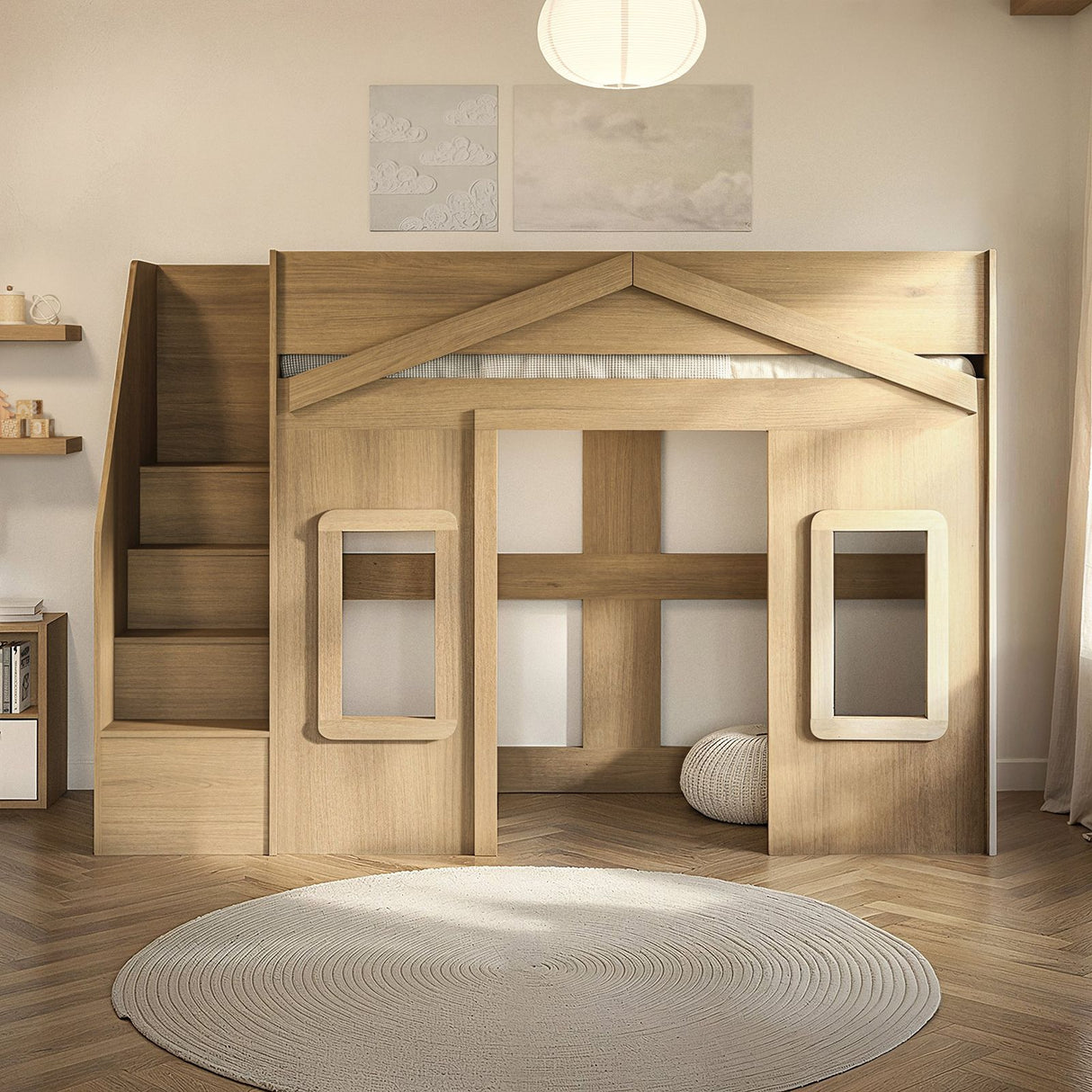 Flair Nixon Playhouse High Sleeper with Storage Oak