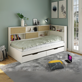 Noomi Jorgi Corner Storage Bed White & Oak (FSC-Certified)