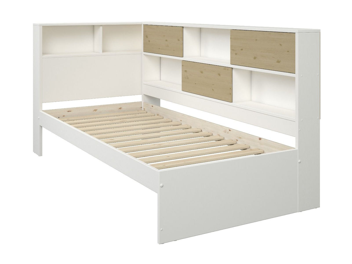 Noomi Jorgi Corner Storage Bed White & Oak (FSC-Certified)