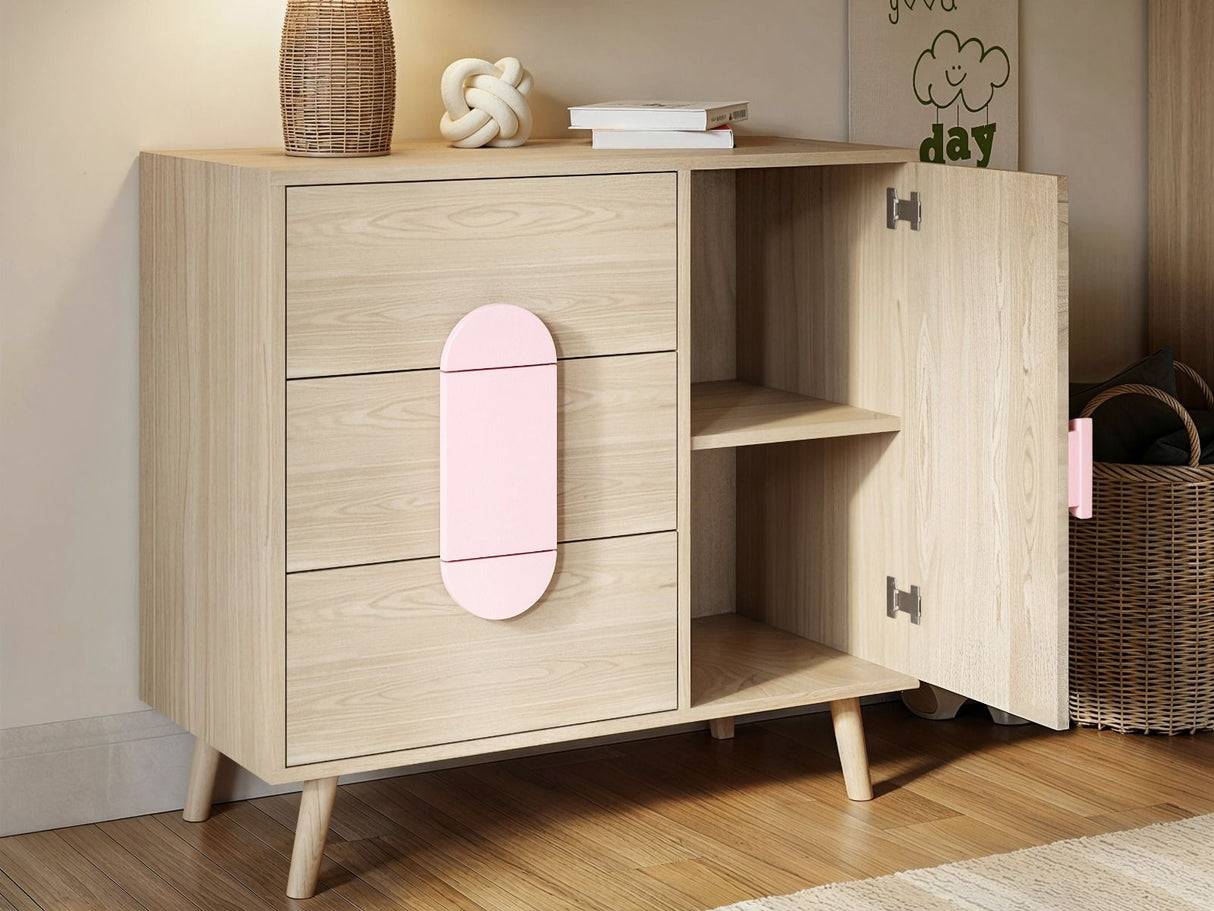 Flair Noah Chest of Drawers Sage Oak & Pink