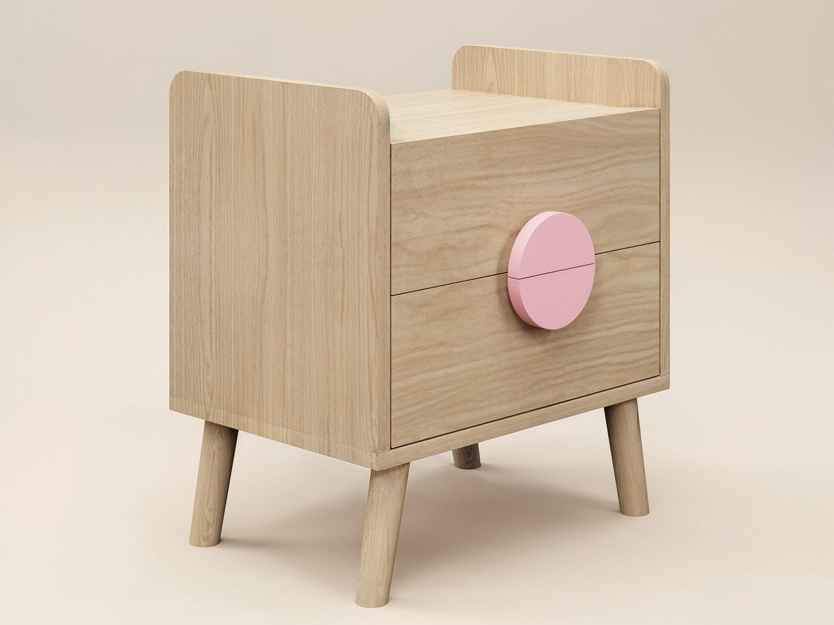 Flair Noah 2 Drawer Bedside Table -Oak & Pink