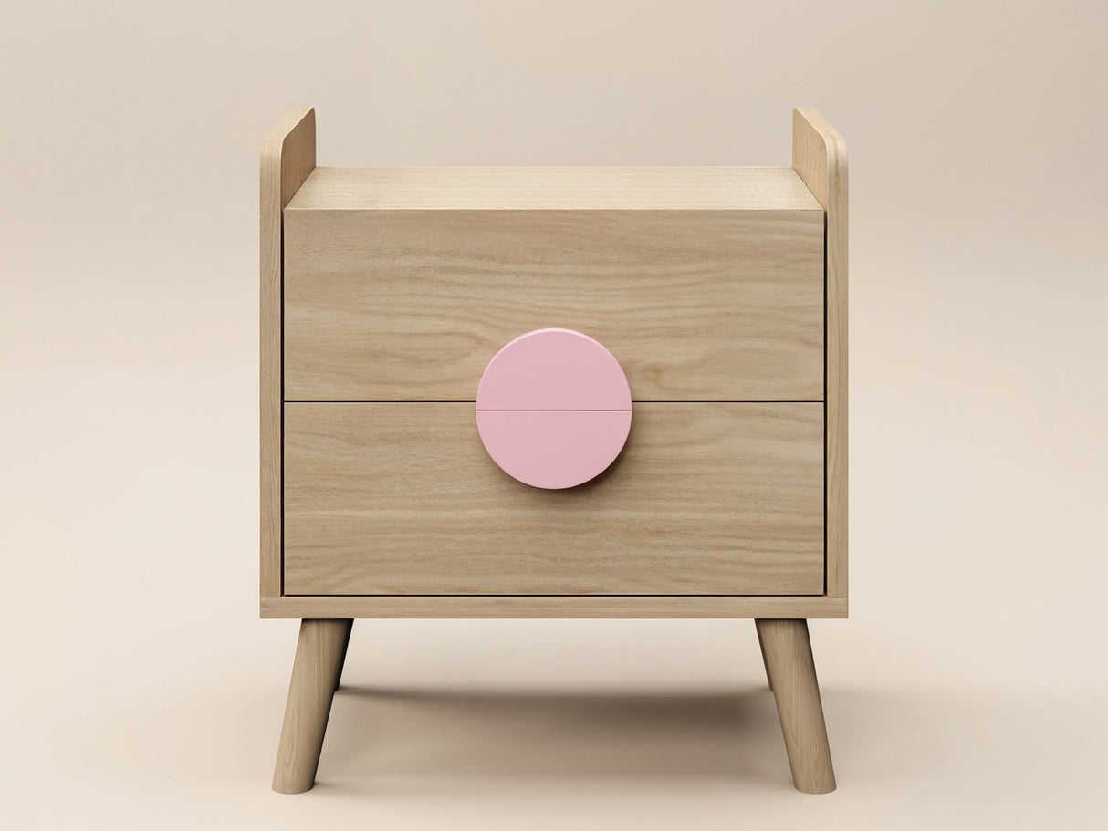 Flair Noah 2 Drawer Bedside Table -Oak & Pink