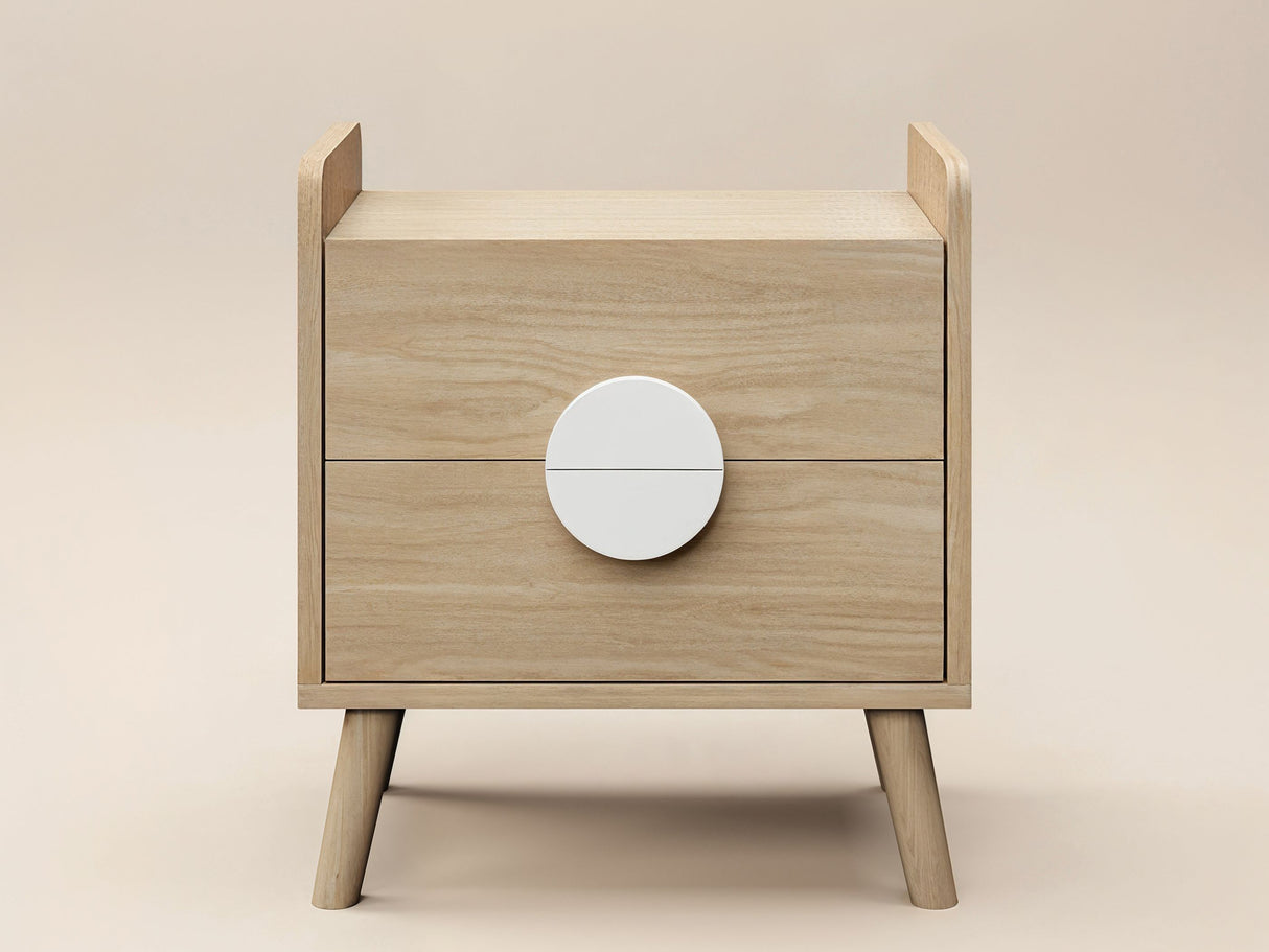 Flair Noah 2 Drawer Bedside Table Oak & White