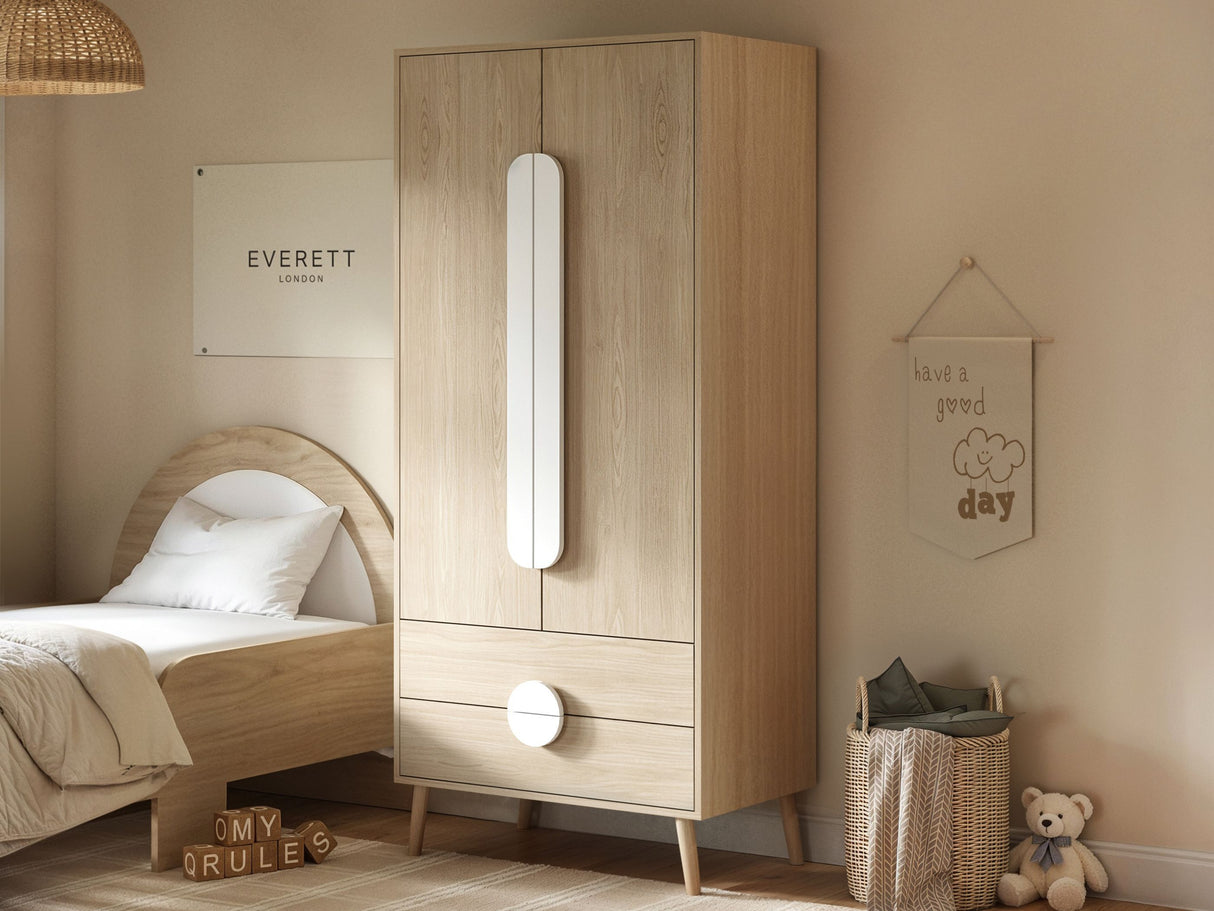 Flair Noah 2 Door Wardrobe with 2 Drawers Oak & White