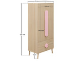 Flair Noah 2 Door Wardrobe with 2 Drawers Oak & Pink