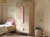 Flair Noah 2 Door Wardrobe with 2 Drawers Oak & Pink