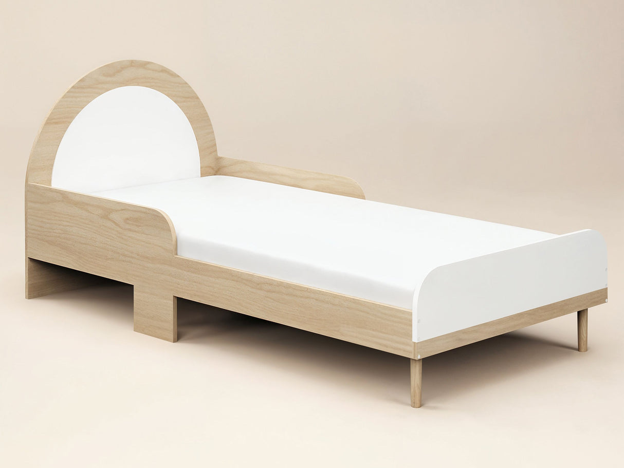 Flair Noah Single Curved Headboard Bed Oak & White