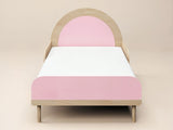 Flair Noah Single Curved Headboard Bed Oak & Pink