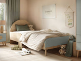 Flair Noah Single Curved Headboard Bed Sage Green & Oak
