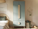 Flair Noah 2 Door Wardrobe with 2 Drawers Sage Green & Oak