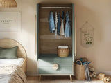 Flair Noah 2 Door Wardrobe with 2 Drawers Sage Green & Oak
