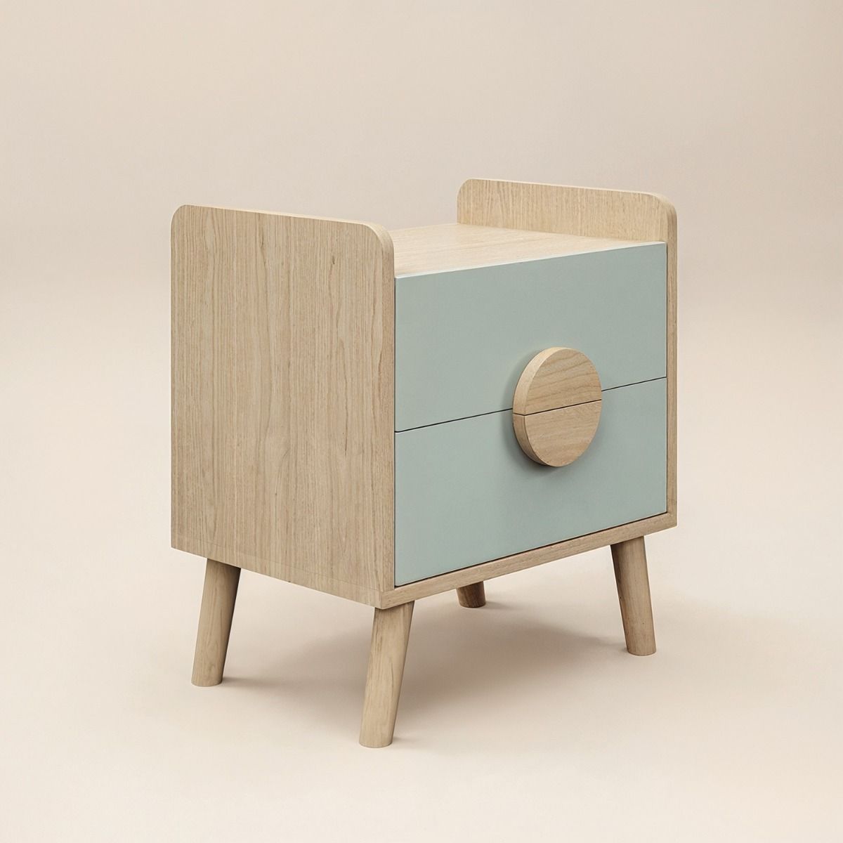 Flair Noah 2 Drawer Bedside Table Sage Green & Oak