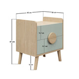 Flair Noah 2 Drawer Bedside Table Sage Green & Oak