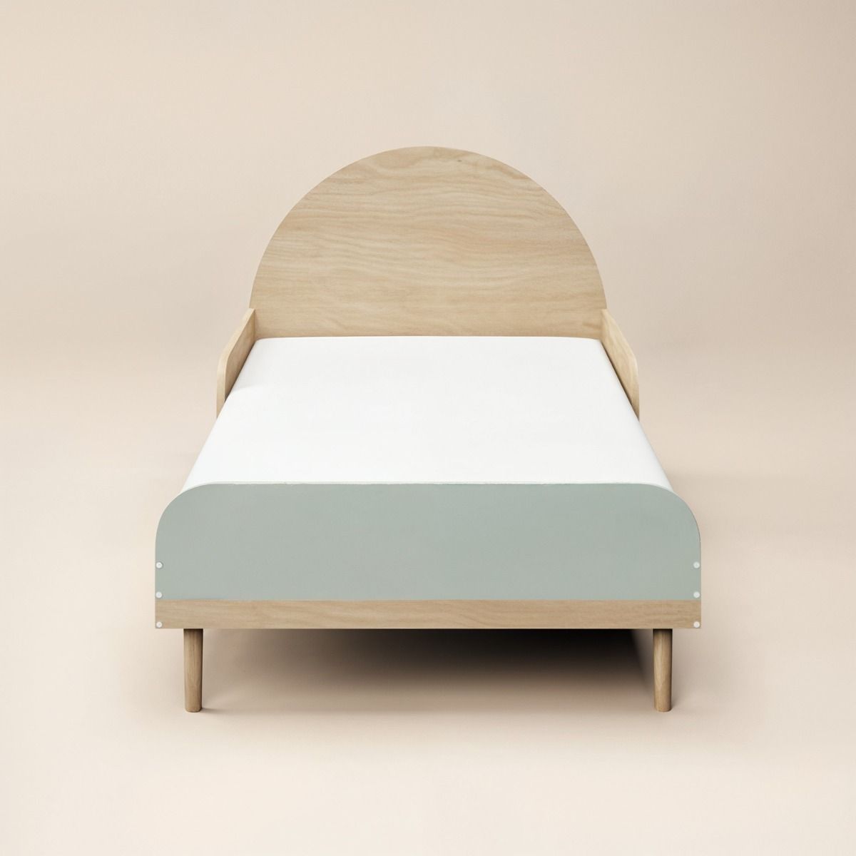 Flair Noah Single Curved Headboard Bed Sage Green & Oak