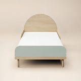 Flair Noah Single Curved Headboard Bed Sage Green & Oak
