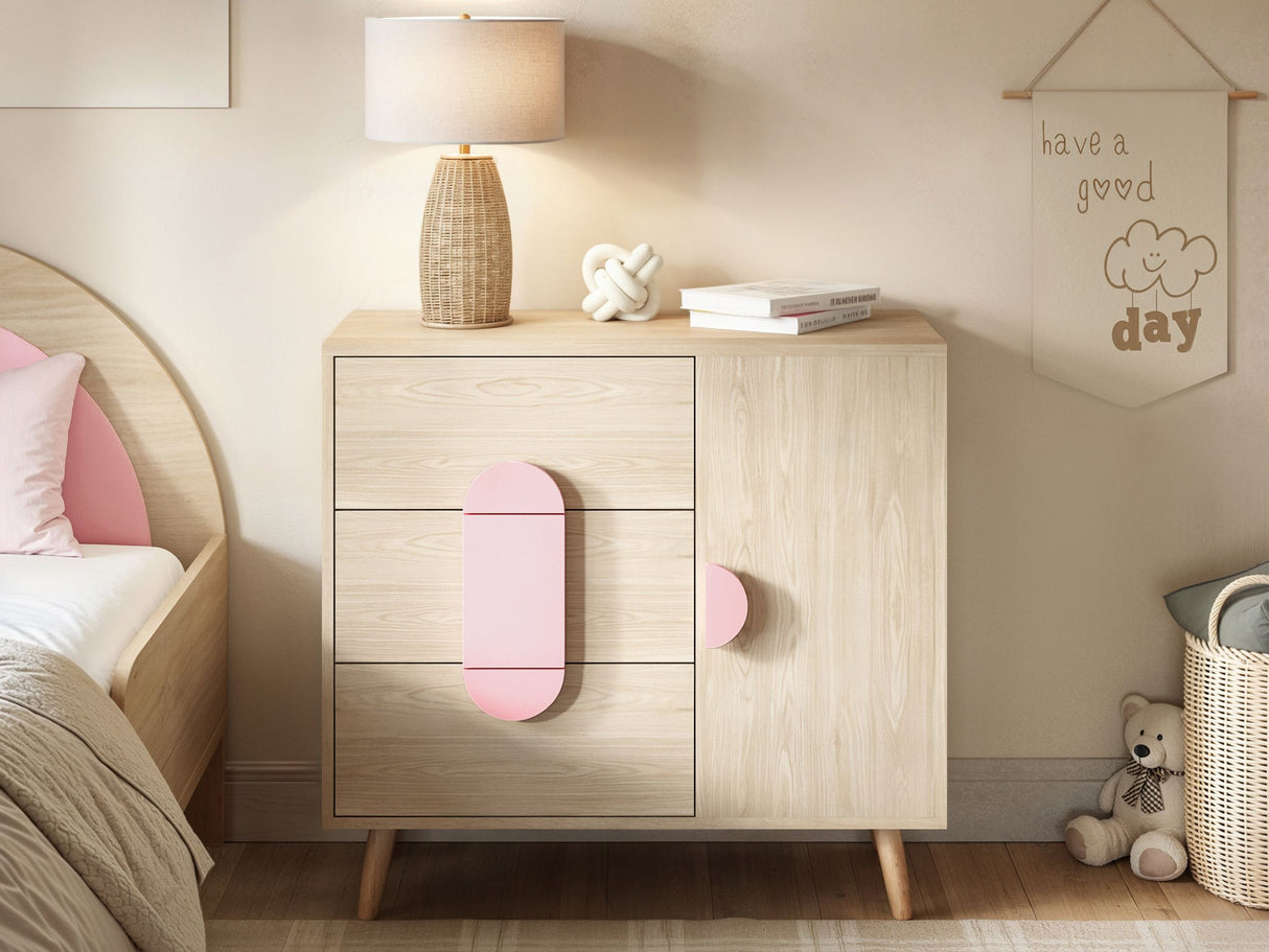 Flair Noah Chest of Drawers Sage Oak & Pink