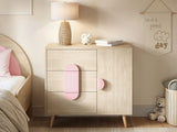 Flair Noah Chest of Drawers Sage Oak & Pink