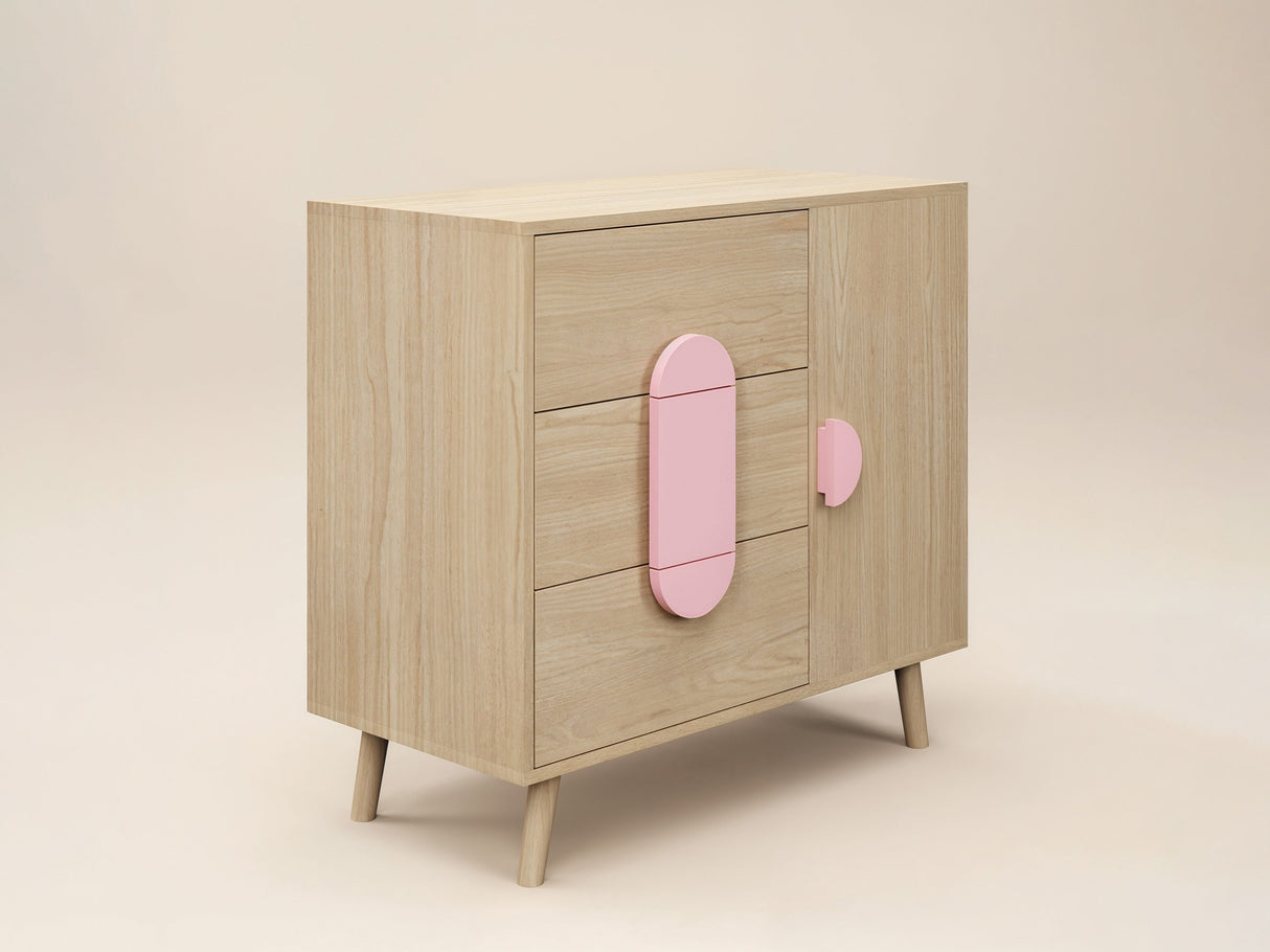 Flair Noah Chest of Drawers Sage Oak & Pink