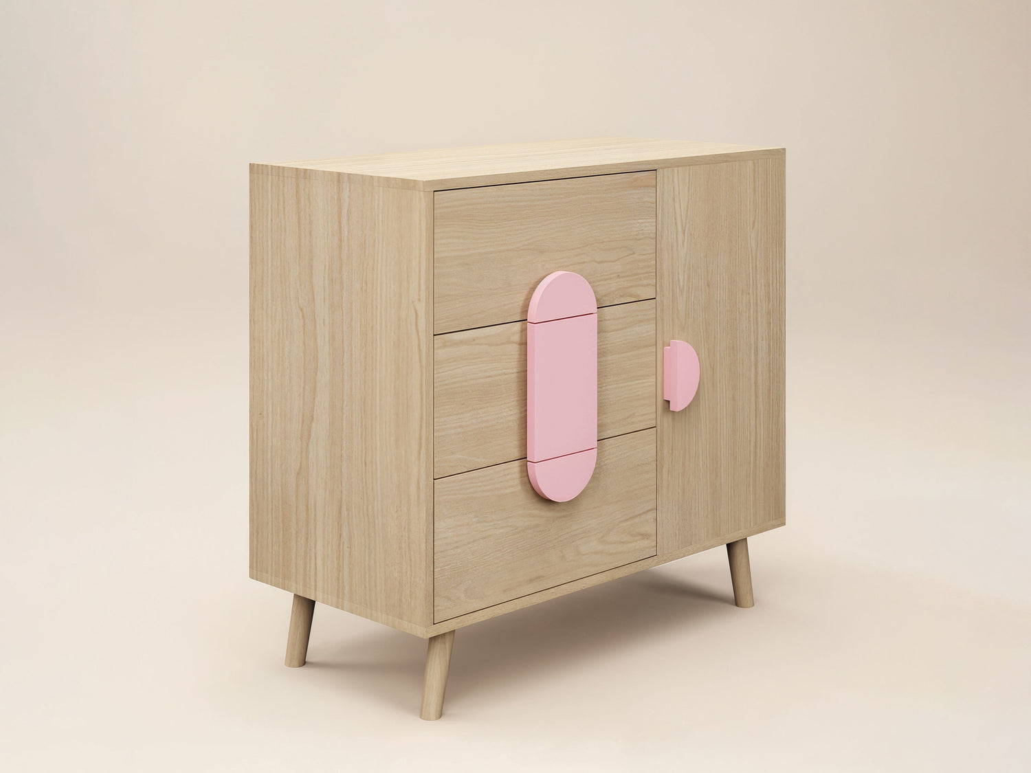 Flair Noah Chest of Drawers Sage Oak & Pink