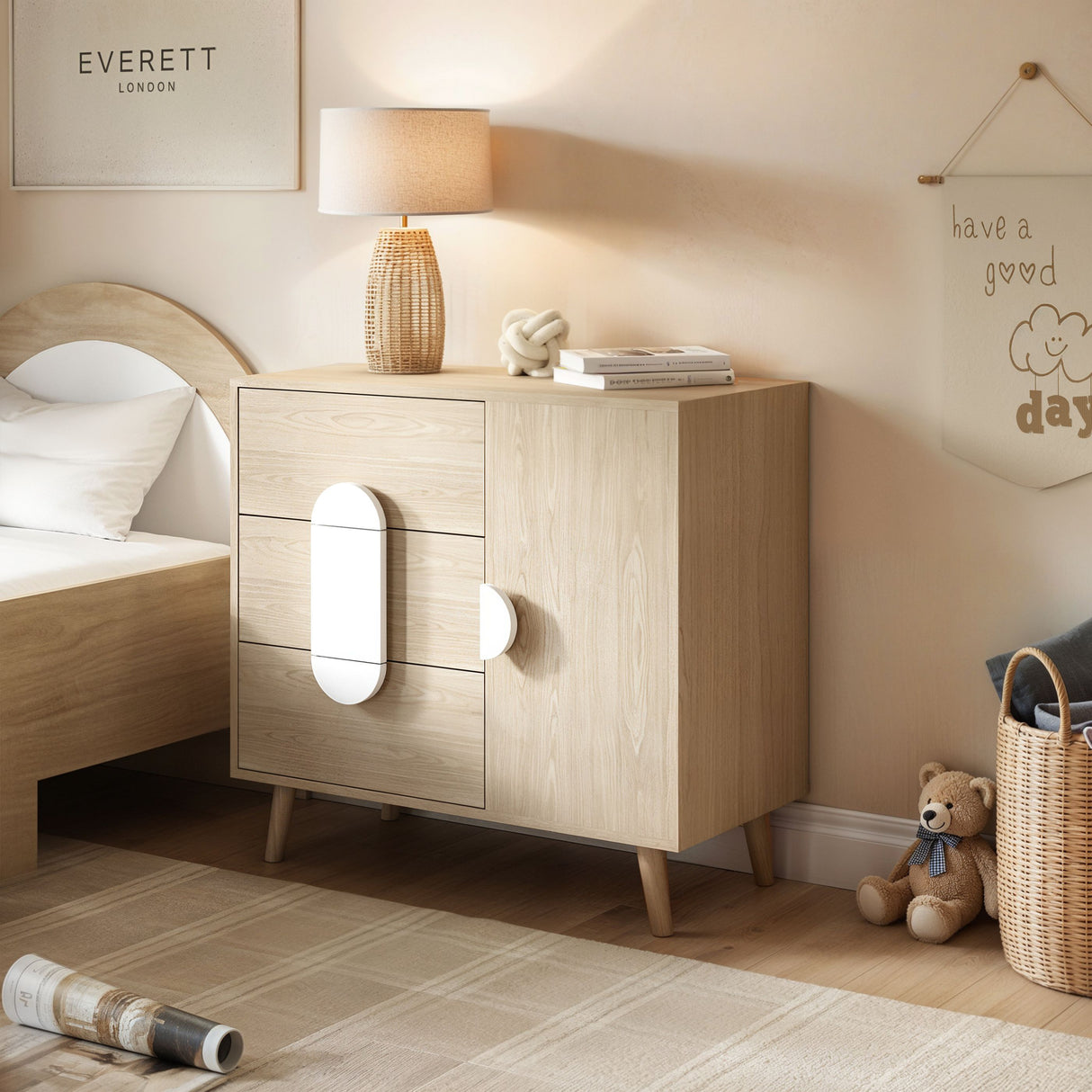 Flair Noah Chest of Drawers Sage Oak & White