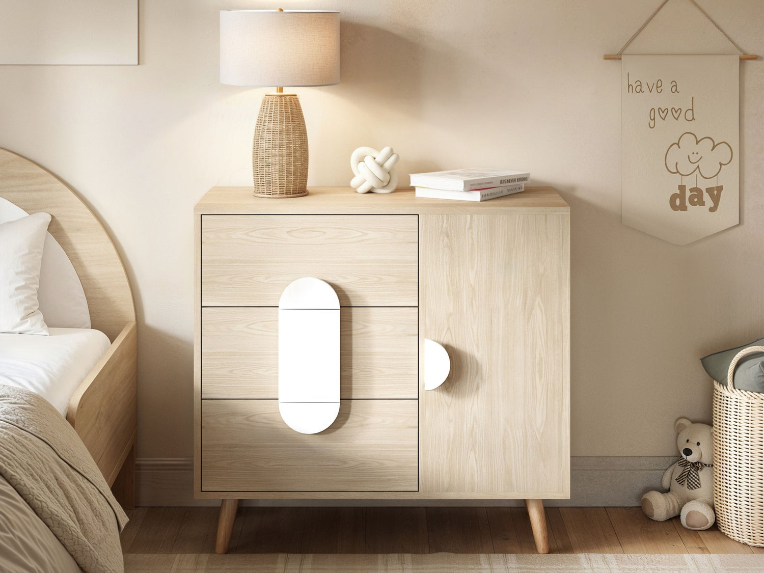 Flair Noah Chest of Drawers Sage Oak & White