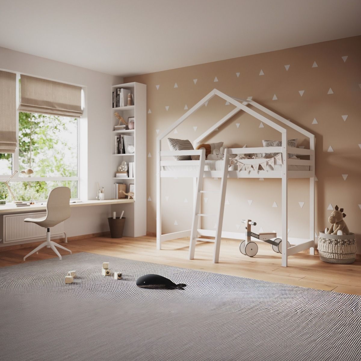 Flair Nook House Mid Sleeper White Wooden