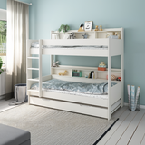 Noomi Bodie Solid Wood Storage Bunk Bed White (FSC-Certified)