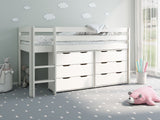 Noomi Nora Solid Wood Mid Sleeper 6 Drawer Set White (FSC-Certified)