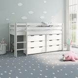 Noomi Nora Solid Wood Mid Sleeper 6 Drawer Set White (FSC-Certified)