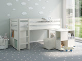 Noomi Nora Solid Wood Mid Sleeper Craft Cabin White (FSC-Certified)