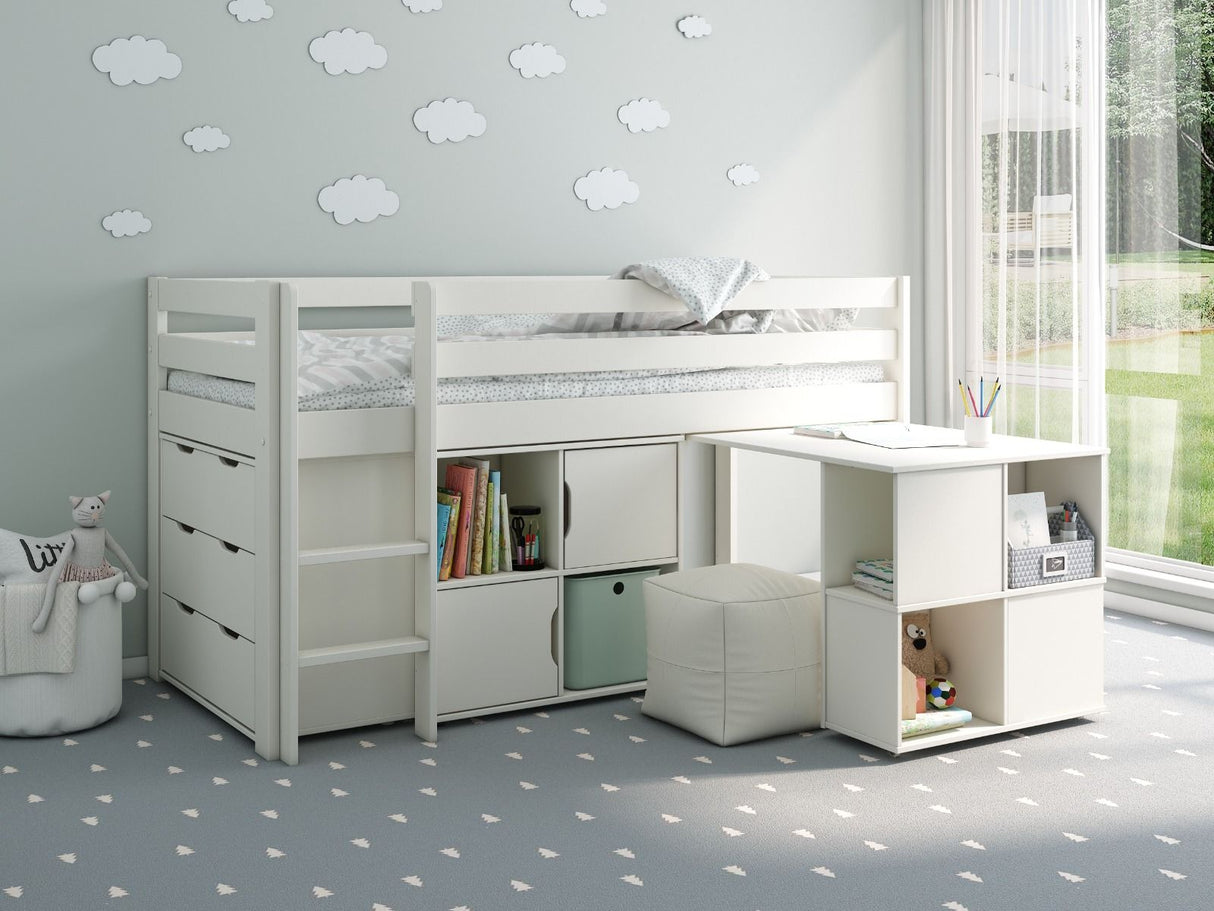 Noomi Nora Solid Wood Mid Sleeper White (FSC-Certified)
